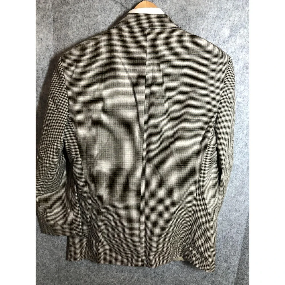 Oscar De La Renta Signature Blazer Mens 42R Brown‎ Wool Check Sport Coat Jacket